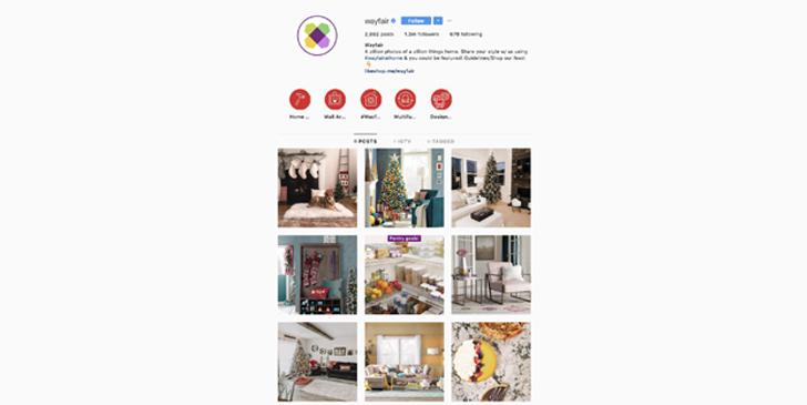 Wayfair Instagram account